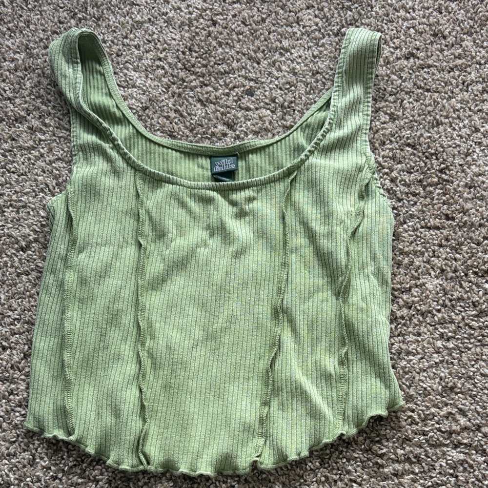 Wild Fable Light Green Ribbed Tank Top